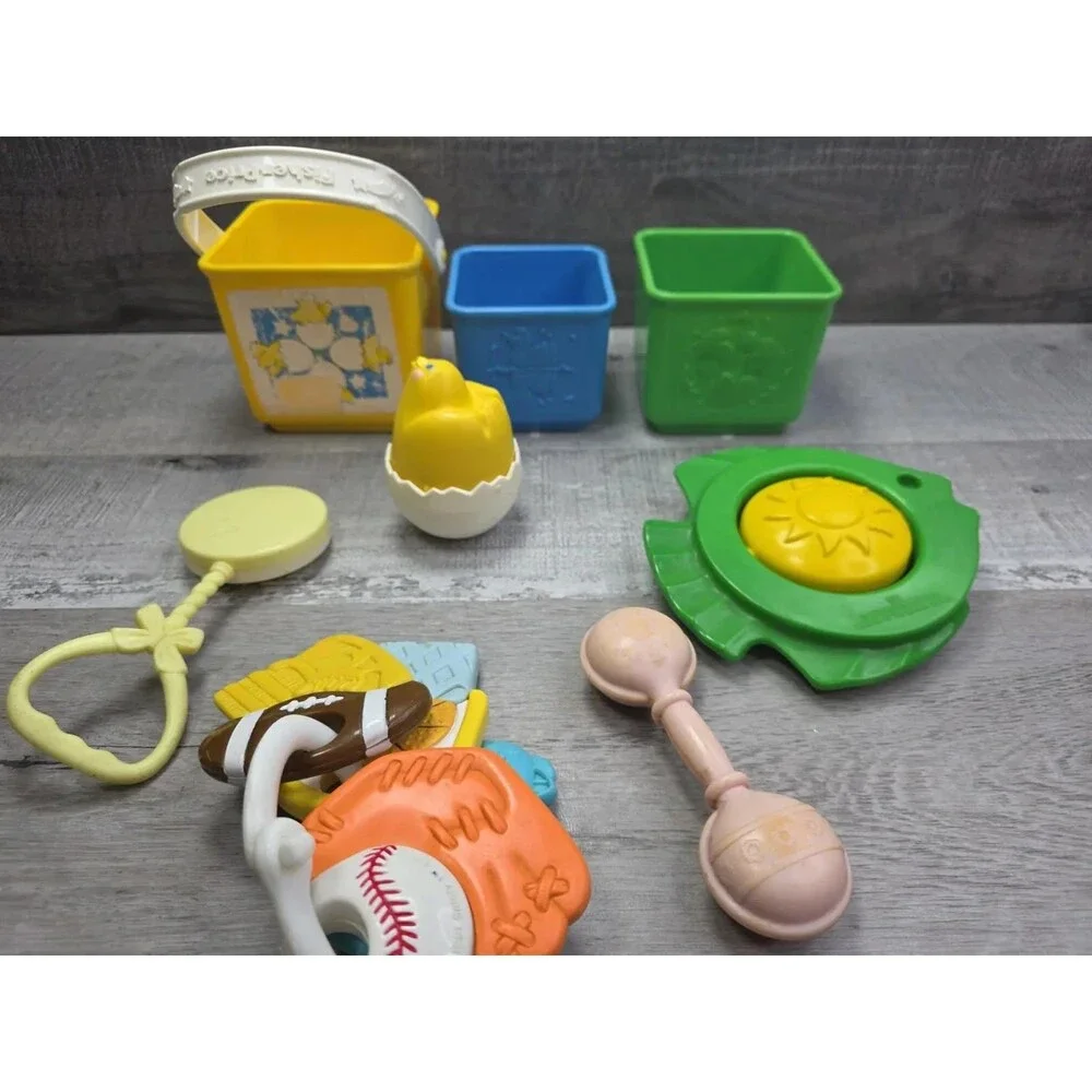 Vtg 1986 Fisher Price Activity Blocks Chicken Nesting Stacking Toys Lot b209